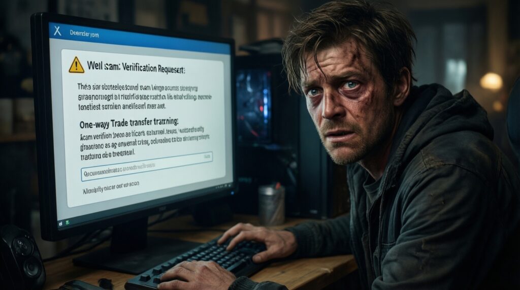 กลโกงที่พบบ่อยในวงการเดิมพันสกิน/เทรดไอเทม Steam และวิธีป้องกัน (API scam, phishing, impersonation) - иллюстрация